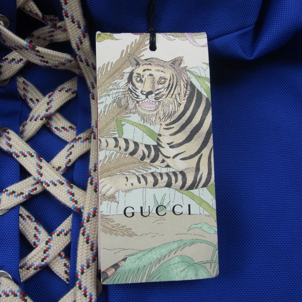 GUCCI グッチ GUCCI TIGER タイガー レースアップ プルオーバー アノラック ジャケット ブルー系 グリーン系 44【新古品】【未使用】【中古】