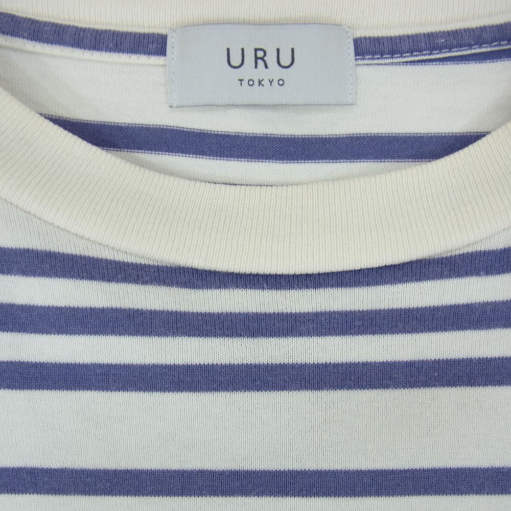 ウル 21SUC01 BORDER CREW NECK LS オーバーサイズ ボーダー 長袖 Tシャツ パープル系 2【中古】