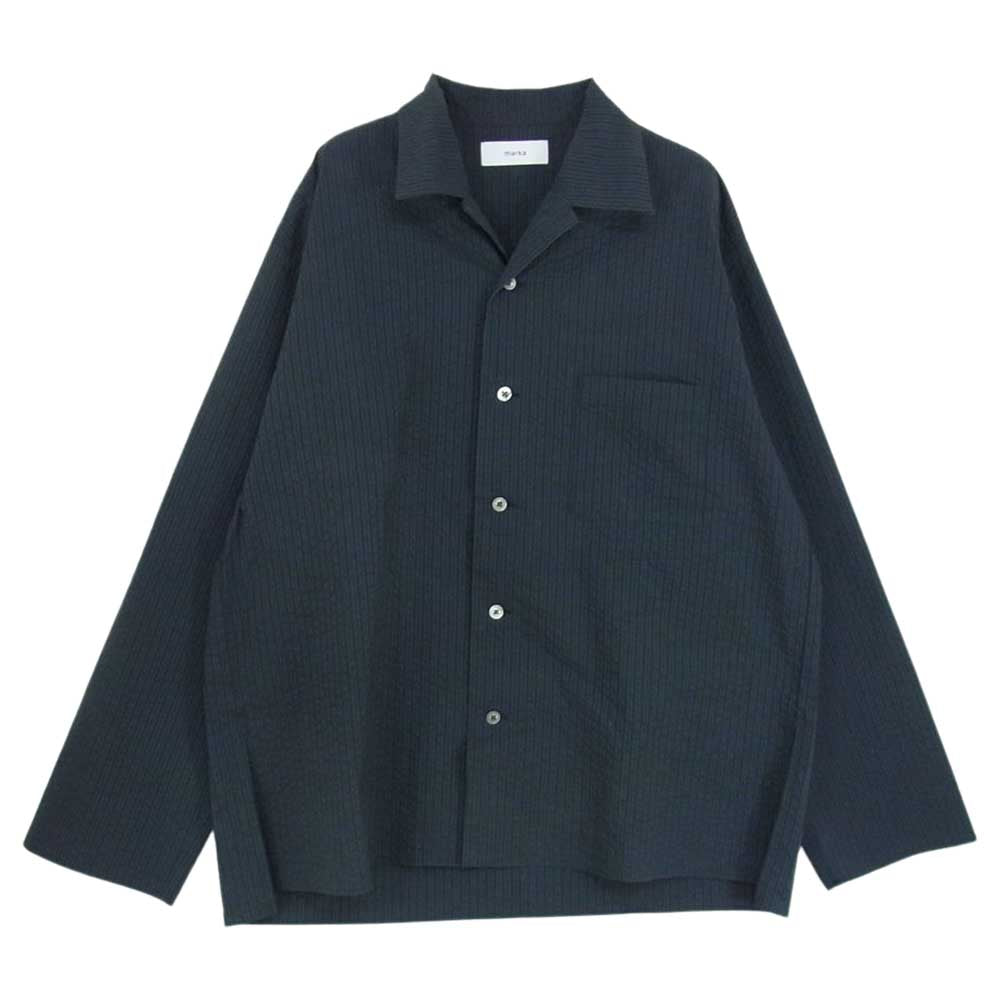 marka マーカ M20E-10SH02C SIDE SLIT OPEN COLLAR シアサッカー オープンカラー 長袖シャツ ブラック系 2【中古】