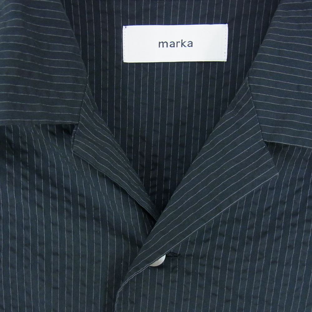 marka マーカ M20E-10SH02C SIDE SLIT OPEN COLLAR シアサッカー オープンカラー 長袖シャツ ブラック系 2【中古】