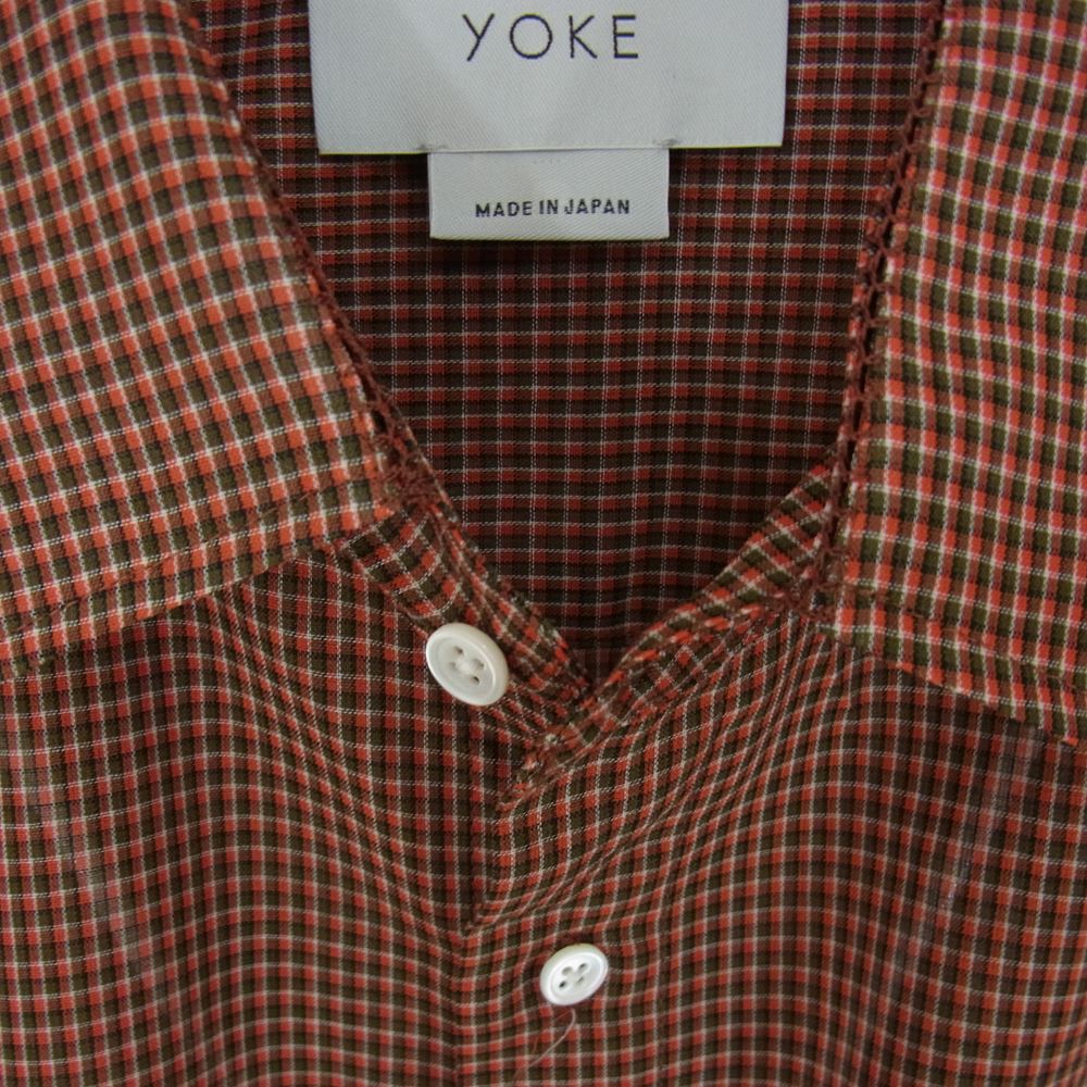 ヨーク 20SS YK20SS0088SH OVERSIED CHECK SHIRTS 長袖シャツ オレンジ系 M【中古】