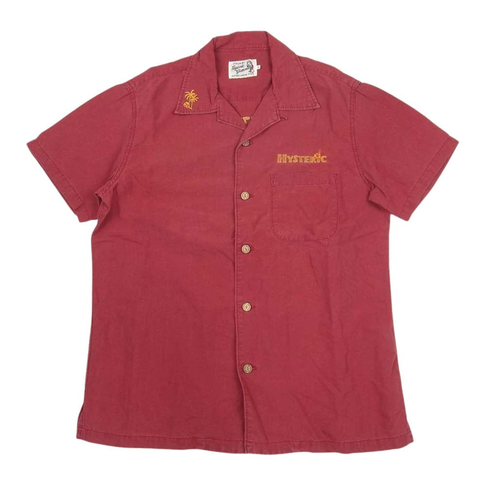 HYSTERIC GLAMOUR ヒステリックグラマー 02172AH07 HIDDEN PARADISE刺繍 ボーリング 半袖 シャツ レッド系 S【中古】