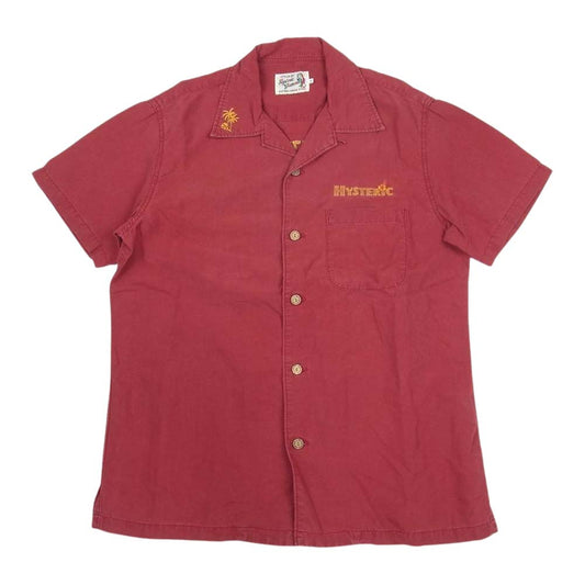 HYSTERIC GLAMOUR ヒステリックグラマー 02172AH07 HIDDEN PARADISE刺繍 ボーリング 半袖 シャツ レッド系 S【中古】