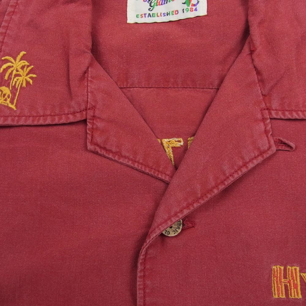 HYSTERIC GLAMOUR ヒステリックグラマー 02172AH07 HIDDEN PARADISE刺繍 ボーリング 半袖 シャツ レッド系 S【中古】