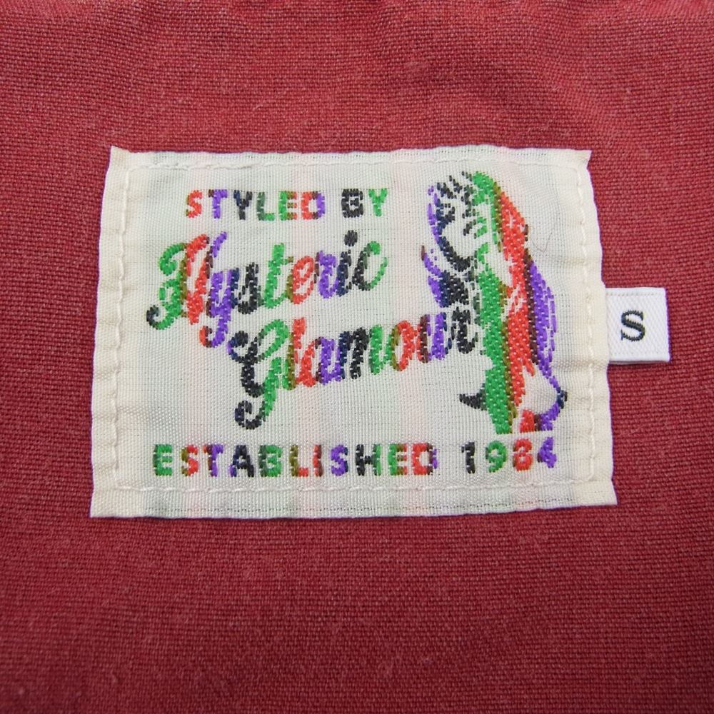 HYSTERIC GLAMOUR ヒステリックグラマー 02172AH07 HIDDEN PARADISE刺繍 ボーリング 半袖 シャツ レッド系 S【中古】