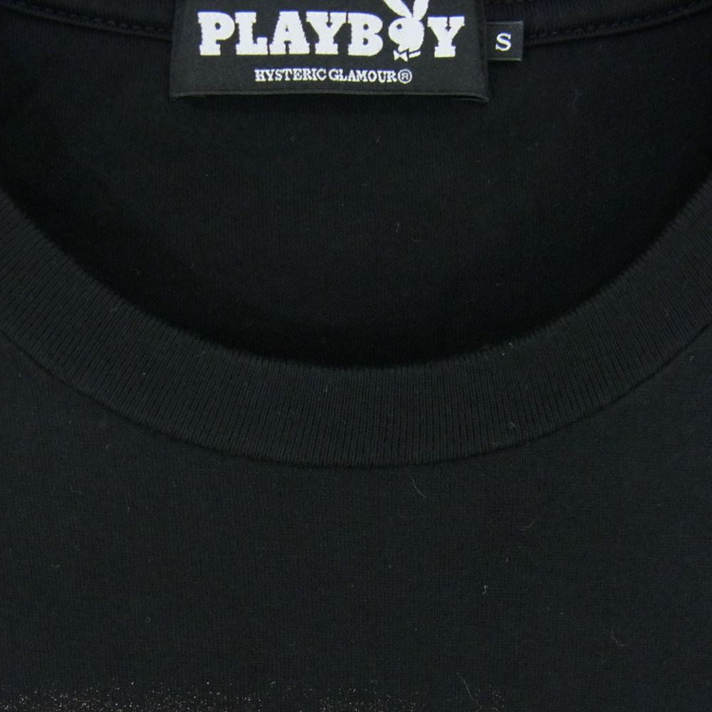 HYSTERIC GLAMOUR ヒステリックグラマー 1261CT05 × PLAYBOY プレイボーイ プリント 半袖 Tシャツ ブラック系 S【中古】