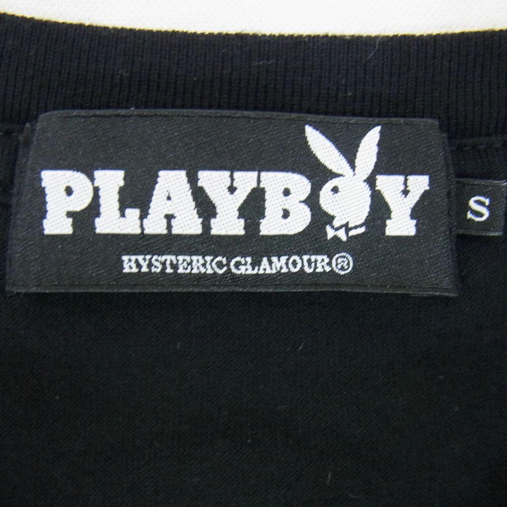 HYSTERIC GLAMOUR ヒステリックグラマー 1261CT05 × PLAYBOY プレイボーイ プリント 半袖 Tシャツ ブラック系 S【中古】