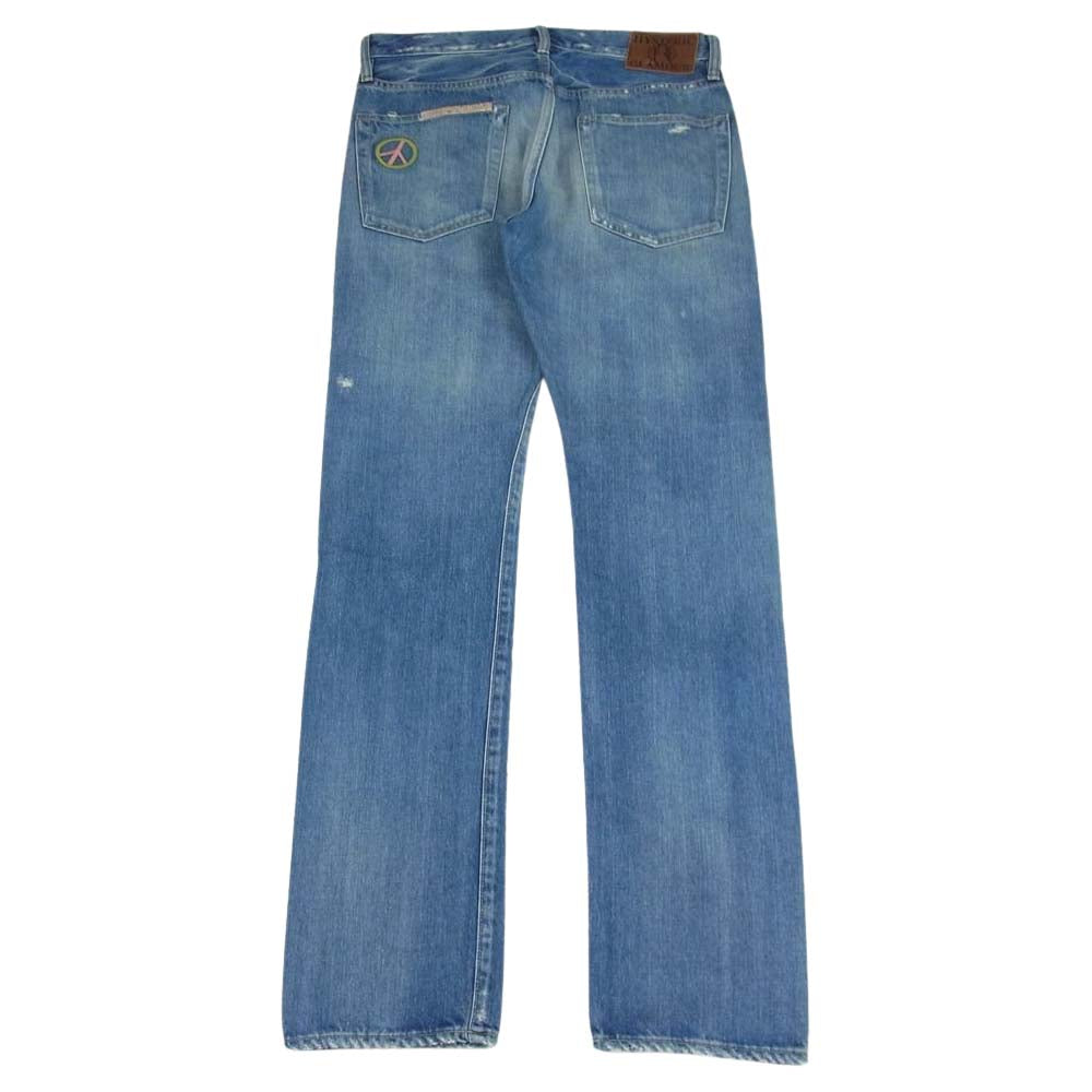 HYSTERIC GLAMOUR ヒステリックグラマー 02171AP09 PWR 加工 デニム スリム ストレート RT バンダナ スタッズ パッチワーク パンツ インディゴブルー系 30インチ【中古】