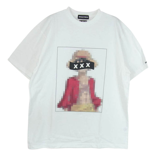 GOD SELECTION XXX ゴッドセレクション × ONE PIECE ワンピース ルフィ 半袖 Tシャツ ホワイト系 M【中古】