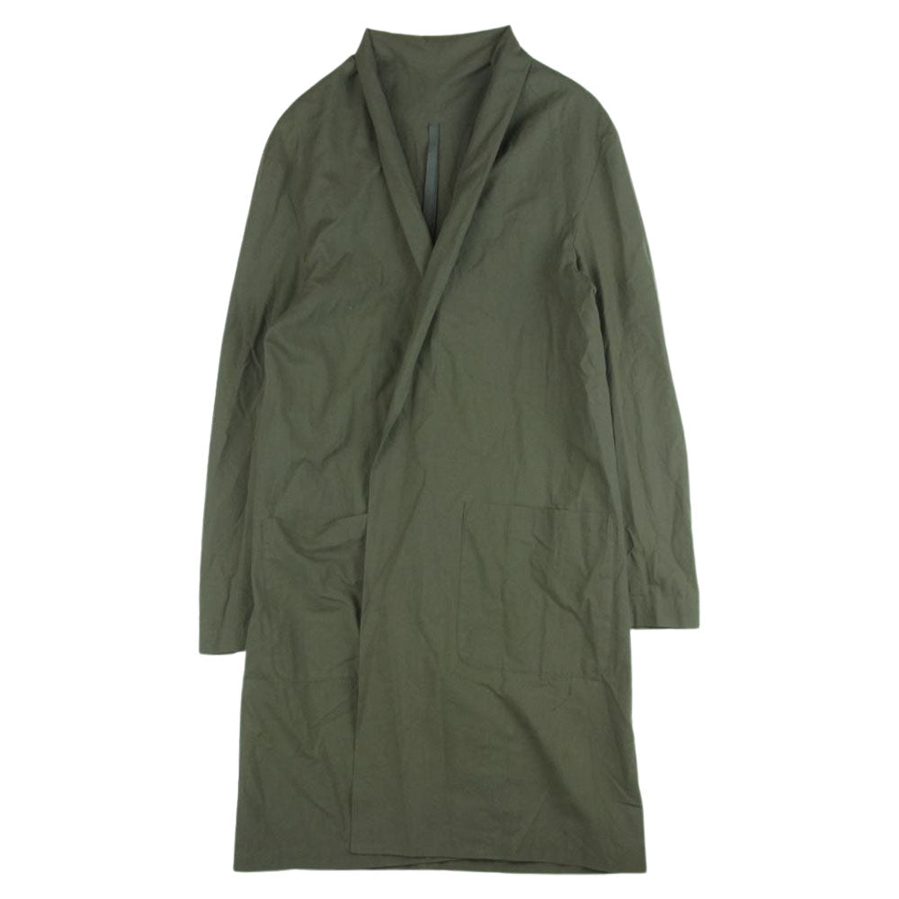 KAZUYUKI KUMAGAI ATTACHMENT カズユキクマガイアタッチメント KC82-021 シャンブレーローン ロング ストール コート シャツ 長袖 カーキ系 1【中古】