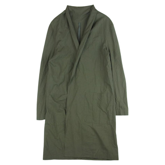 KAZUYUKI KUMAGAI ATTACHMENT カズユキクマガイアタッチメント KC82-021 シャンブレーローン ロング ストール コート シャツ 長袖 カーキ系 1【中古】