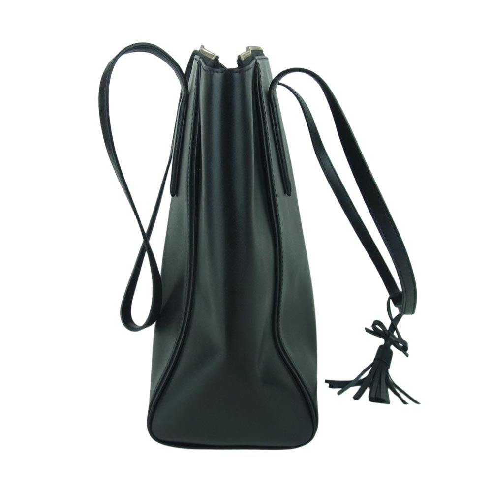 Kate Spade ケイトスペード ロゴ レザー フリンジチャーム付き トート バッグ ミャンマー製 ブラック系【中古】