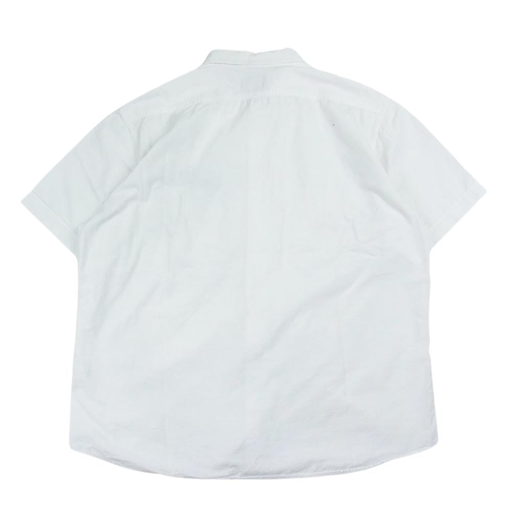 TENDERLOIN テンダーロイン T-WORK SHT SLUB S/S スラブ チェーンステッチ ロゴ刺繍 半袖 ワークシャツ ホワイト系 L【中古】