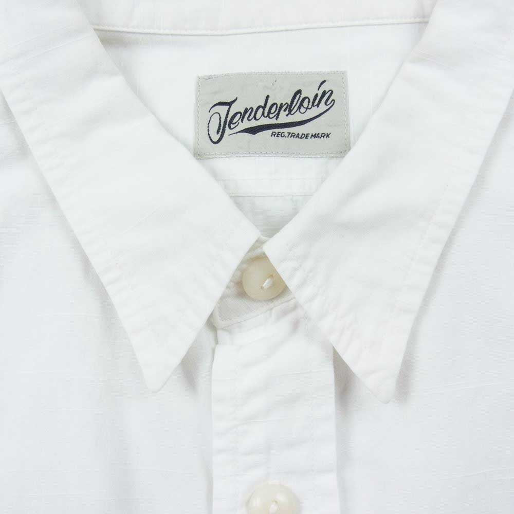 TENDERLOIN テンダーロイン T-WORK SHT SLUB S/S スラブ チェーンステッチ ロゴ刺繍 半袖 ワークシャツ ホワイト系 L【中古】
