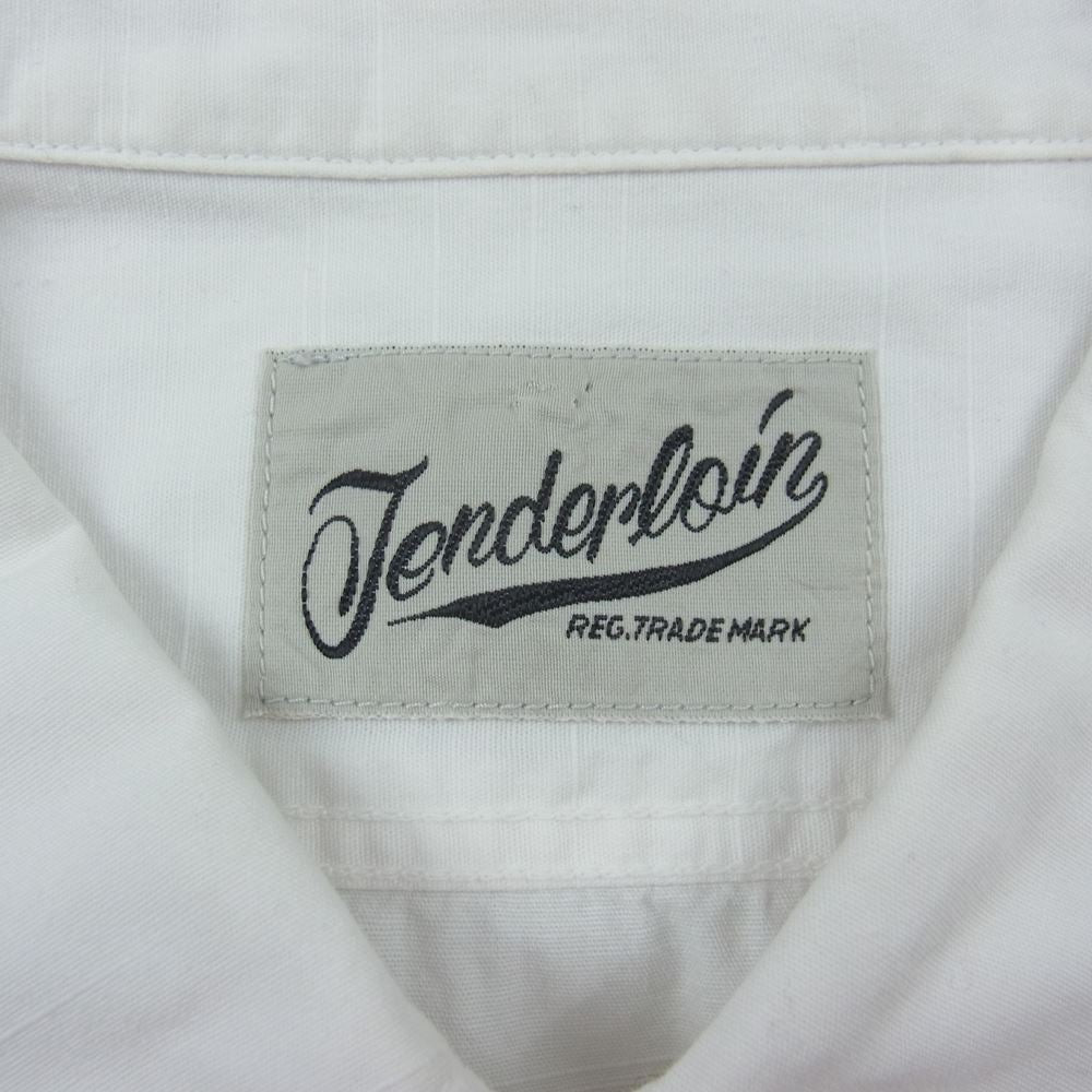 TENDERLOIN テンダーロイン T-WORK SHT SLUB S/S スラブ チェーンステッチ ロゴ刺繍 半袖 ワークシャツ ホワイト系 L【中古】