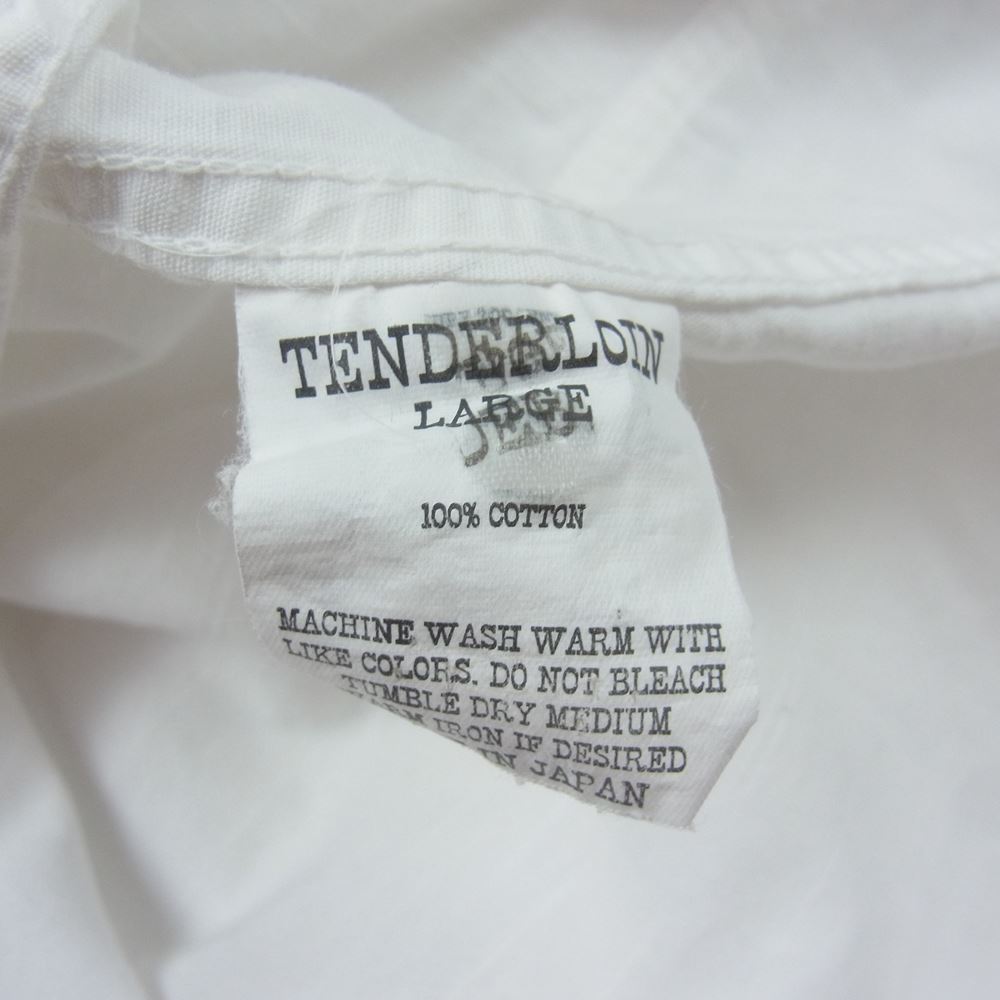 TENDERLOIN テンダーロイン T-WORK SHT SLUB S/S スラブ チェーンステッチ ロゴ刺繍 半袖 ワークシャツ ホワイト系 L【中古】