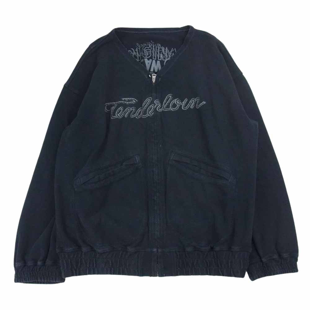 TENDERLOIN テンダーロイン 22AW MOSS STITCH ZIP UP JKT モスステッチ ジップアップ フルジップ ジャケット ノーカラー カーディガン ブラック系 M【中古】