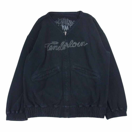 TENDERLOIN テンダーロイン 22AW MOSS STITCH ZIP UP JKT モスステッチ ジップアップ フルジップ ジャケット ノーカラー カーディガン ブラック系 M【中古】
