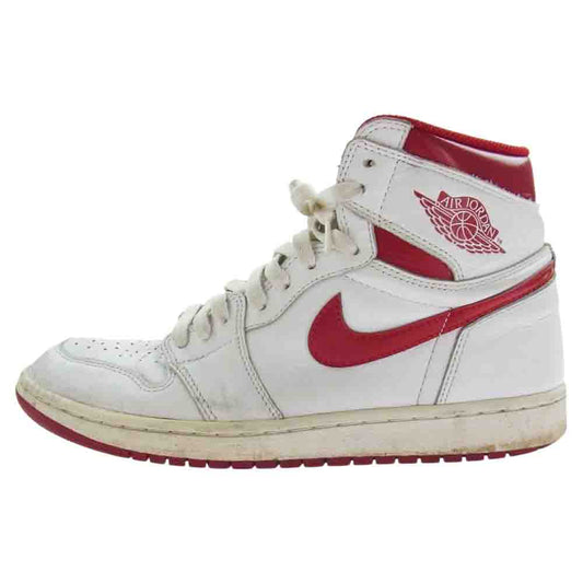 NIKE AIR JORDAN ナイキ ジョーダン 555088-103 1 RETRO HIGH OG AJ1 エアジョーダン レトロ ハイカット スニーカー ホワイト系 レッド系 28cm【中古】