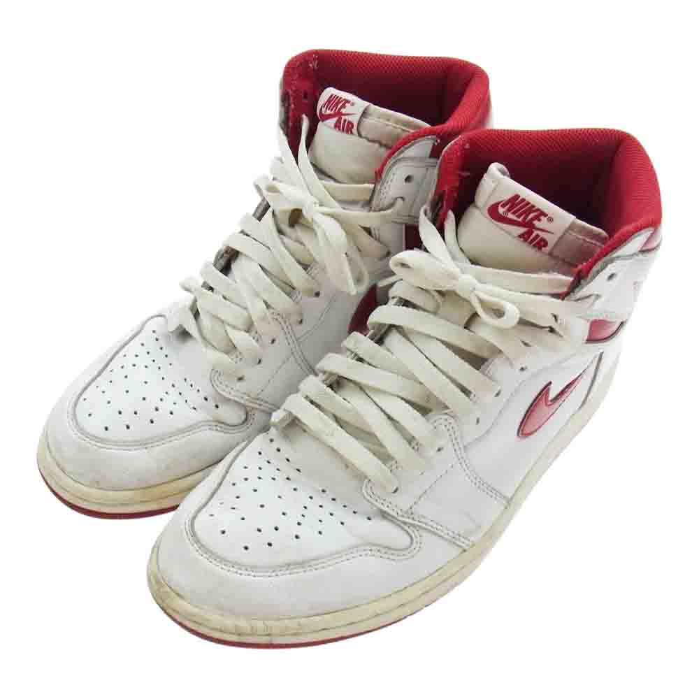 NIKE AIR JORDAN ナイキ ジョーダン 555088-103 1 RETRO HIGH OG AJ1 エアジョーダン レトロ ハイカット スニーカー ホワイト系 レッド系 28cm【中古】