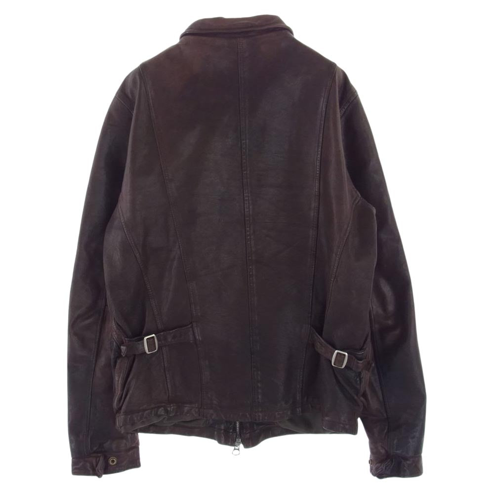 キートンチェイス 100L-0313Z1 トレードマーク ラムレザー フルジップ シングル ライダース ジャケット ブラウン ダークブラウン系 M【中古】