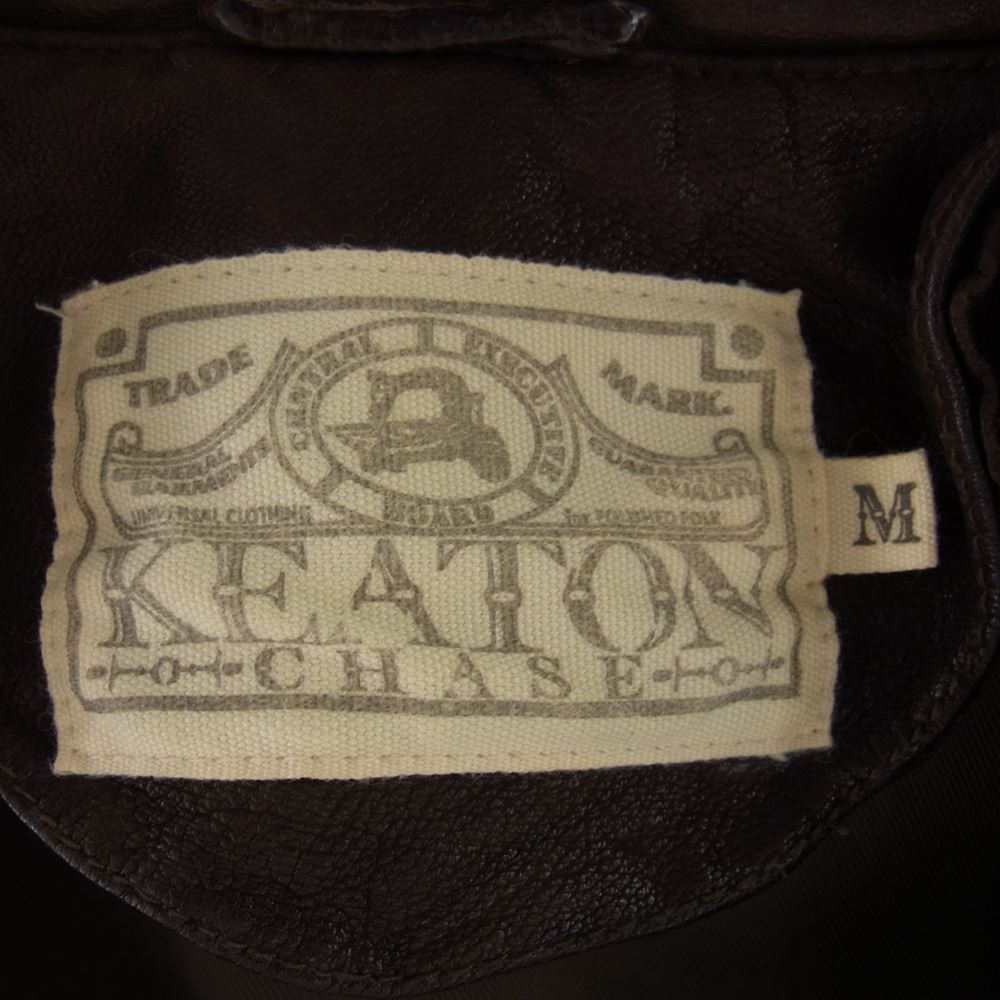 キートンチェイス 100L-0313Z1 トレードマーク ラムレザー フルジップ シングル ライダース ジャケット ブラウン ダークブラウン系 M【中古】