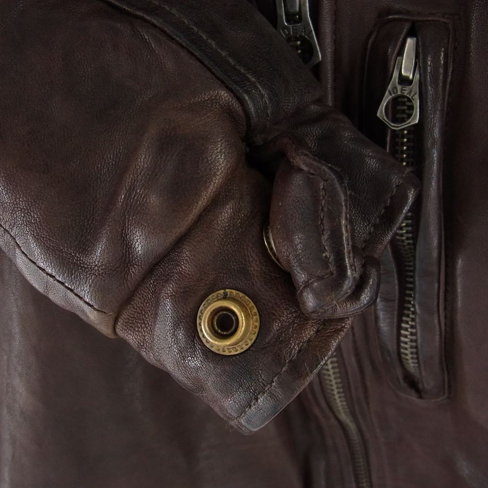 キートンチェイス 100L-0313Z1 トレードマーク ラムレザー フルジップ シングル ライダース ジャケット ブラウン ダークブラウン系 M【中古】