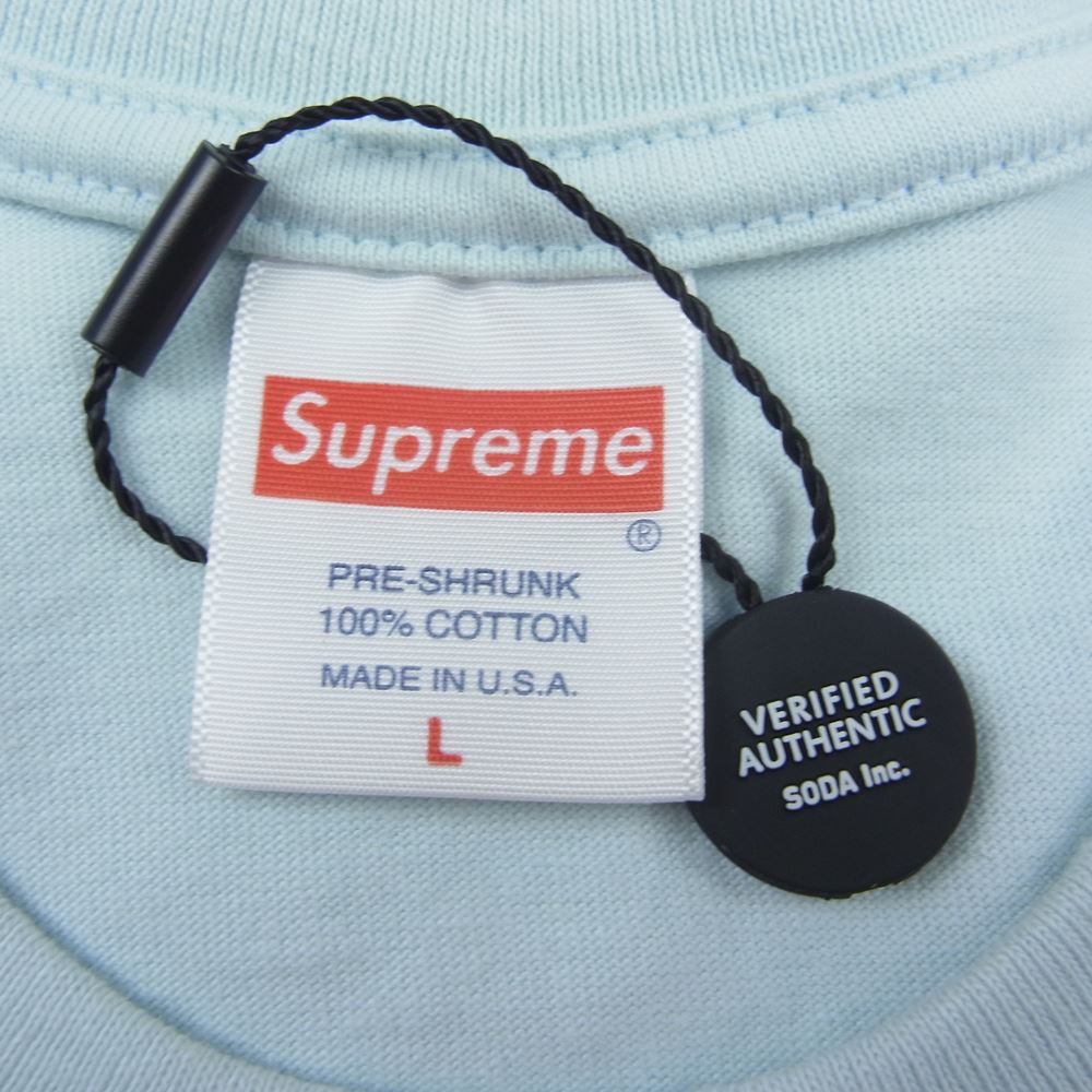 Supreme シュプリーム 22SS still talking tee スティール トーキング ロゴ プリント Tシャツ ライトブルー系 L【極上美品】【中古】