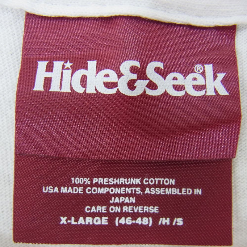HideandSeek ハイドアンドシーク H&S × SKOLOCT S/S TEE-2 スコロクト コラボT 半袖 Ｔシャツ ホワイト系 XL【中古】