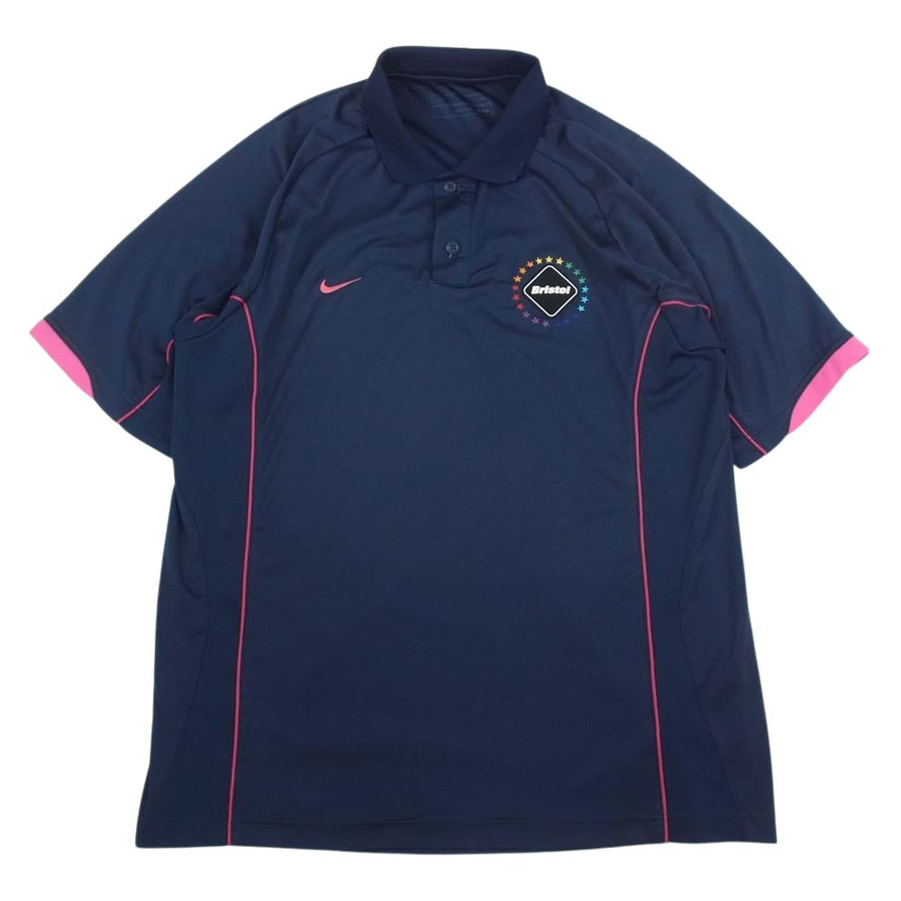 F.C.R.B. エフシーアールビー  NIKE ナイキ パイピング ポロシャツ ネイビー系 L【中古】