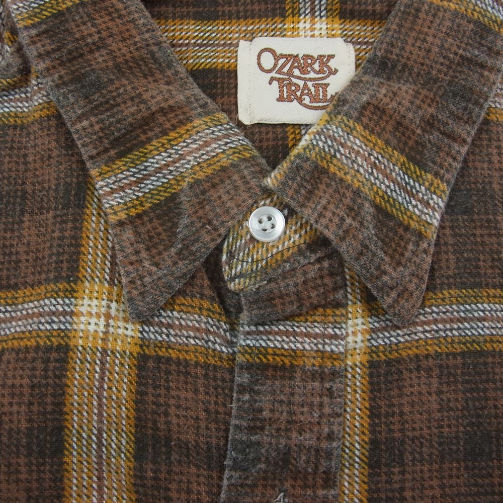 ヴィンテージ 80s OZARK TRAIL チェック シャツ ブラウン系 サイズ表記無【中古】
