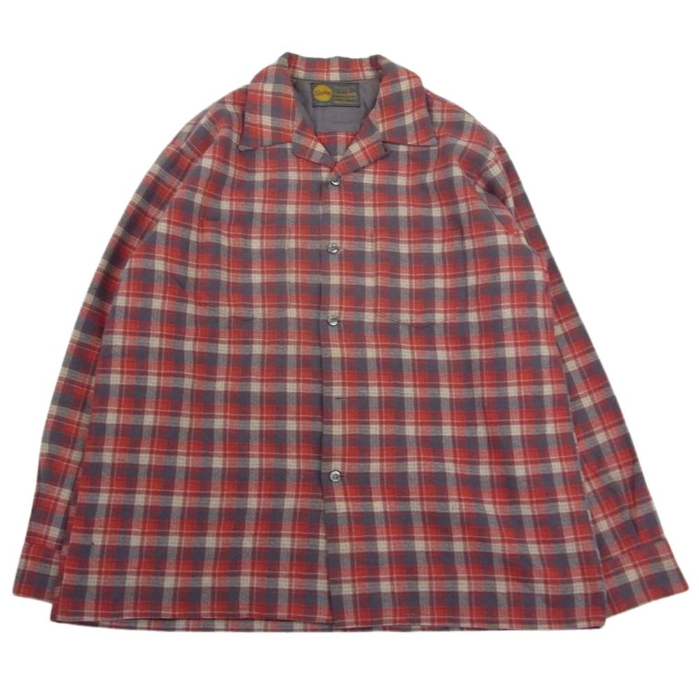 スカイライン ヴィンテージ 50s ウール チェック シャツ レッド系 グレー系 L【中古】