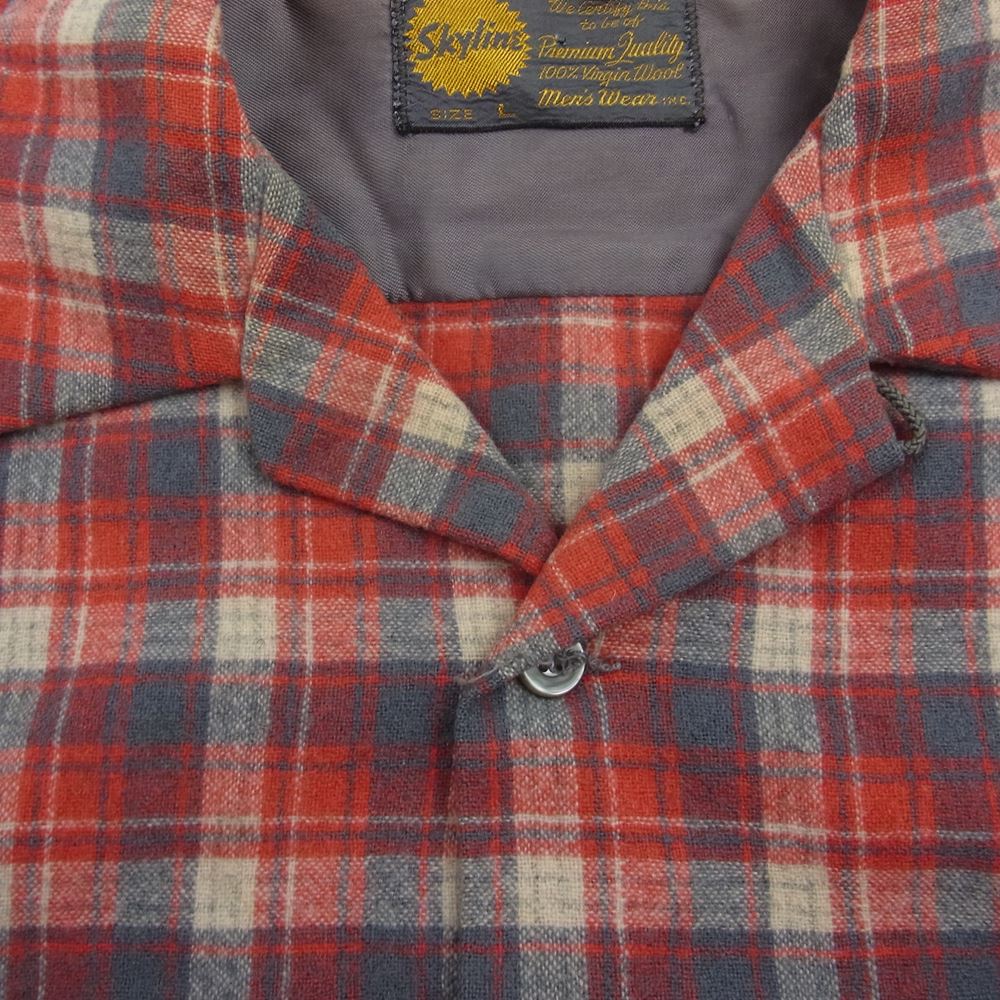 スカイライン ヴィンテージ 50s ウール チェック シャツ レッド系 グレー系 L【中古】