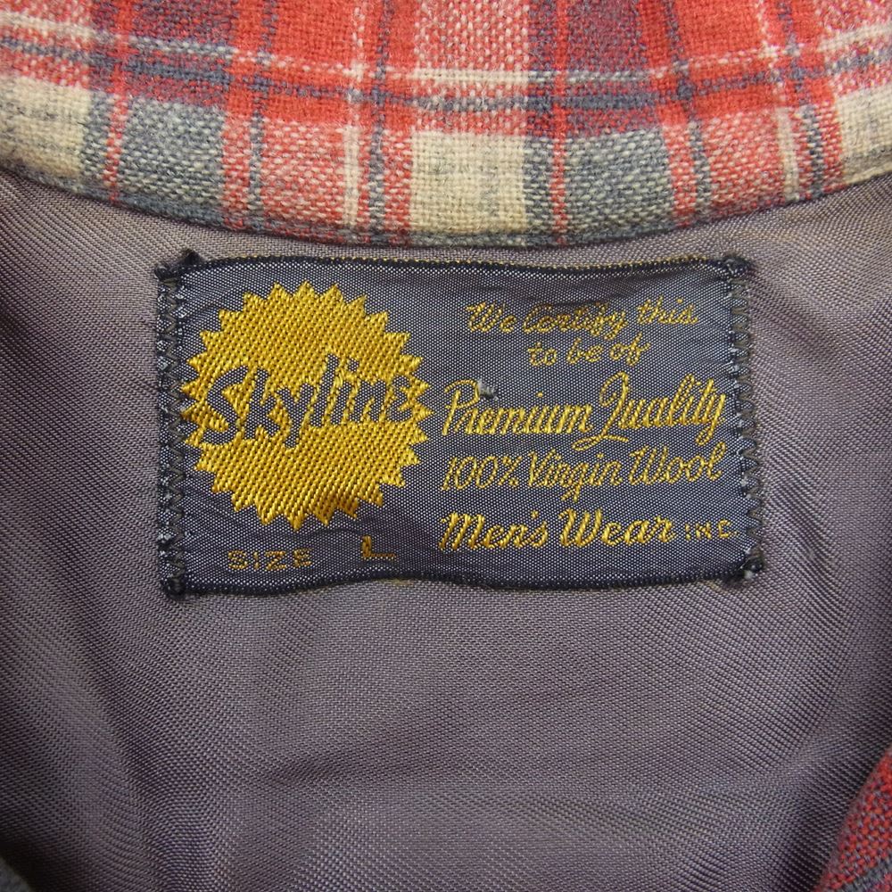 スカイライン ヴィンテージ 50s ウール チェック シャツ レッド系 グレー系 L【中古】