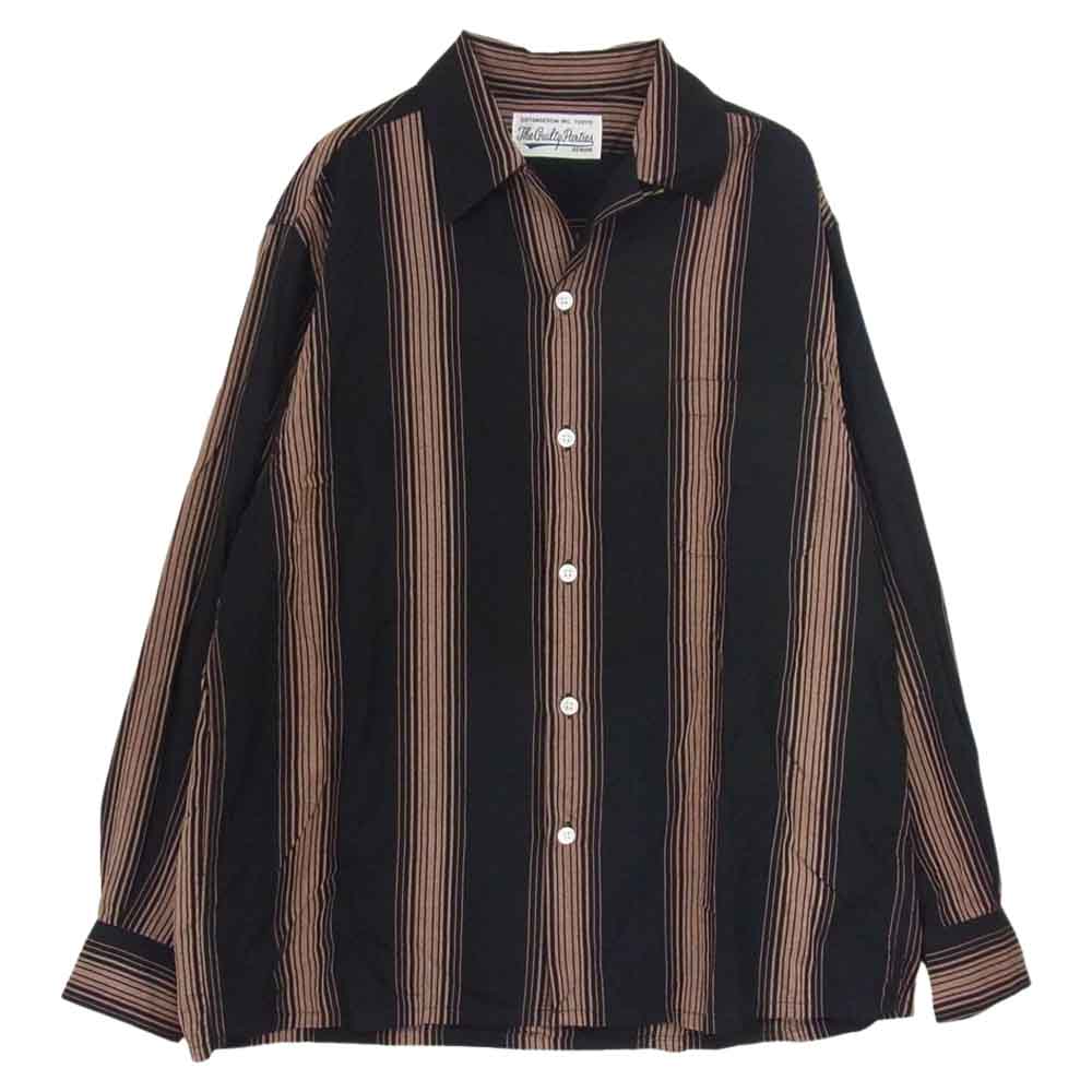 WACKO MARIA ワコマリア 22AW 22FW-WMS-OC01 STRIPED OPEN COLLAR SHIRT L/S ストライプ オープン カラー レーヨン 長袖 シャツ S【中古】