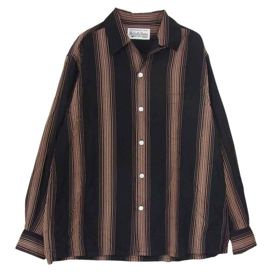 WACKO MARIA ワコマリア 22AW 22FW-WMS-OC01 STRIPED OPEN COLLAR SHIRT L/S ストライプ オープン カラー レーヨン 長袖 シャツ S【中古】