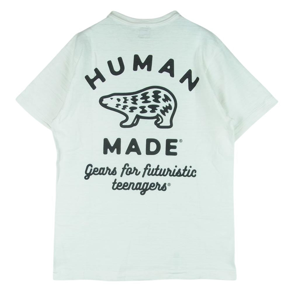 HUMAN MADE ヒューマンメイド HM19CS026 Polar Bear Logo Pocket Short シロクマ バックプリント ポケット ワッペン 半袖 Tシャツ ホワイト系 S【中古】