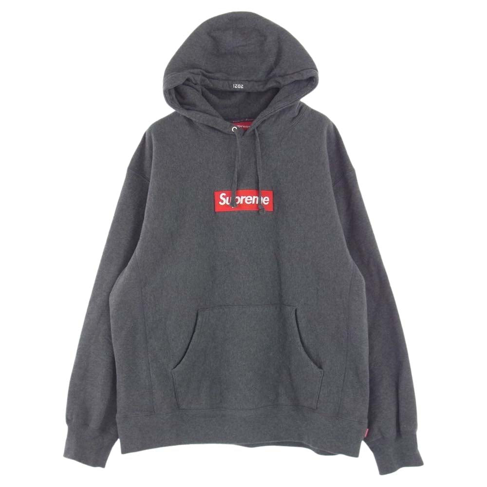 Supreme シュプリーム 21AW Box Logo Hooded Sweatshirt Charcoal ボックス ロゴ スウェット パーカー ダークグレー系 L【中古】