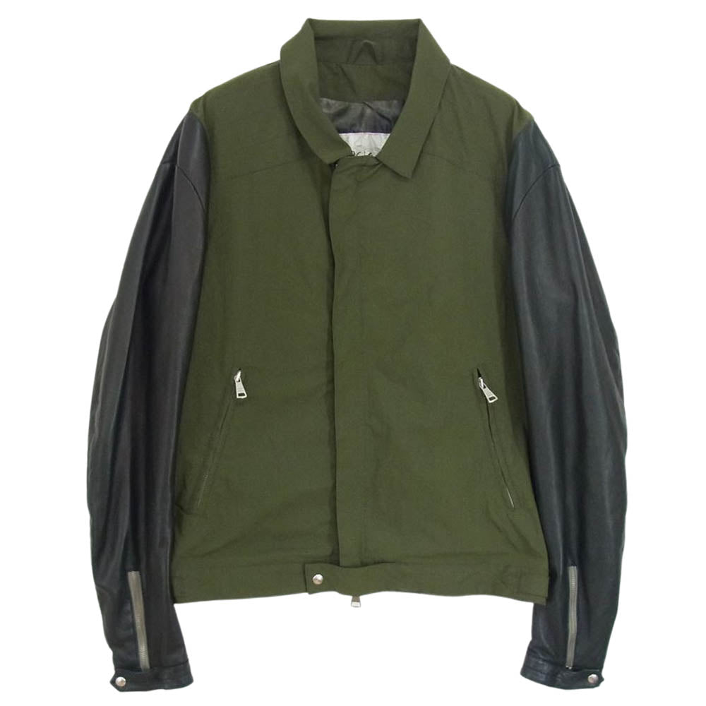 ジョルジオブラット 国内正規品 イタリア製 袖レザー 切替 ナイロン ブルゾン カーキ系 46【中古】