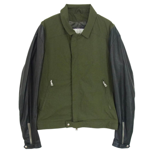 ジョルジオブラット 国内正規品 イタリア製 袖レザー 切替 ナイロン ブルゾン カーキ系 46【中古】