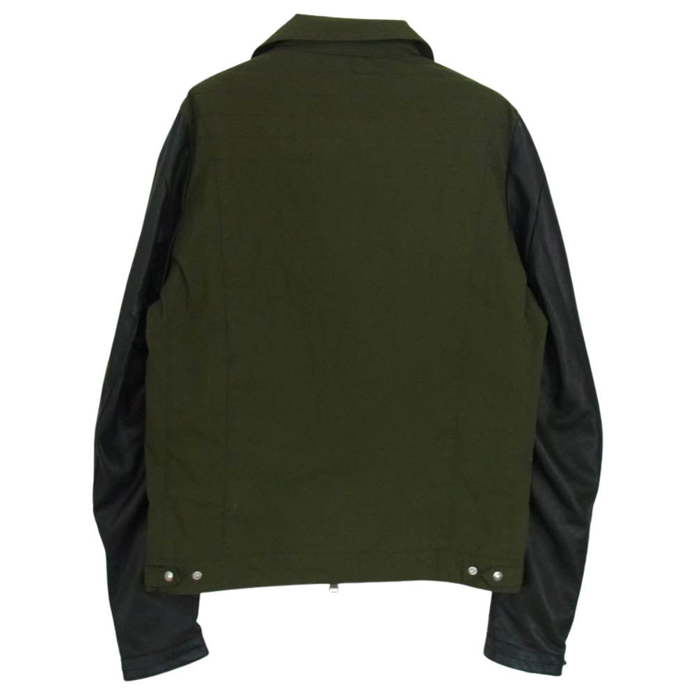 ジョルジオブラット 国内正規品 イタリア製 袖レザー 切替 ナイロン ブルゾン カーキ系 46【中古】