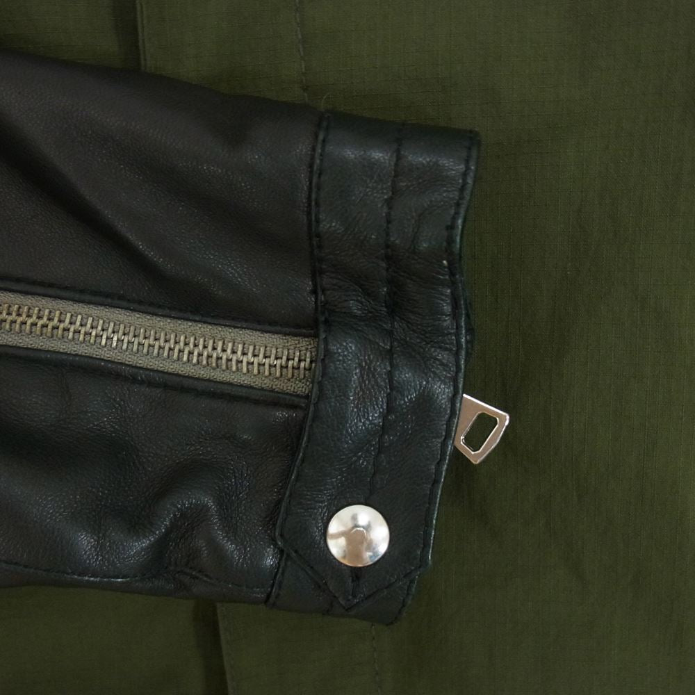 ジョルジオブラット 国内正規品 イタリア製 袖レザー 切替 ナイロン ブルゾン カーキ系 46【中古】