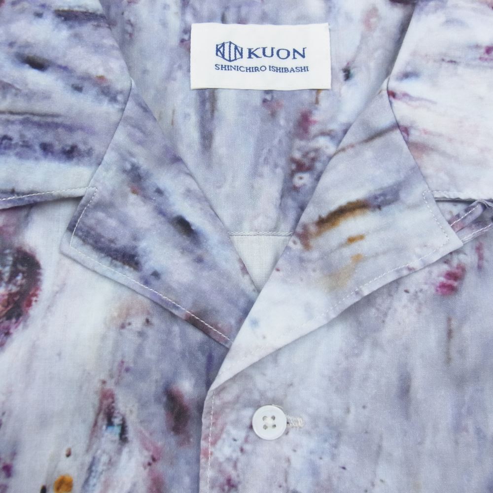 クオン 113SH021000 Camp Collar Cotton Shirt キャンプカラー コットン 半袖 シャツ パープル パープル系 M【新古品】【未使用】【中古】