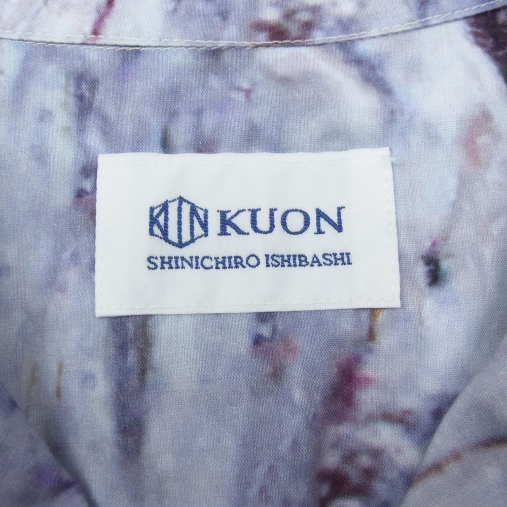 クオン 113SH021000 Camp Collar Cotton Shirt キャンプカラー コットン 半袖 シャツ パープル パープル系 M【新古品】【未使用】【中古】