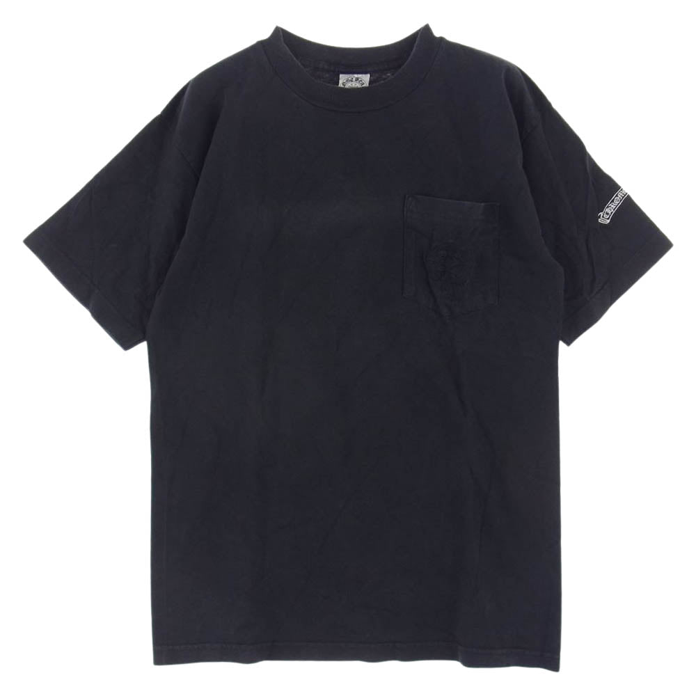 CHROME HEARTS クロムハーツ（原本無） セメタリークロス刺繍 スクロールラベル ポケット 半袖 Tシャツ ブラック系 M【中古】