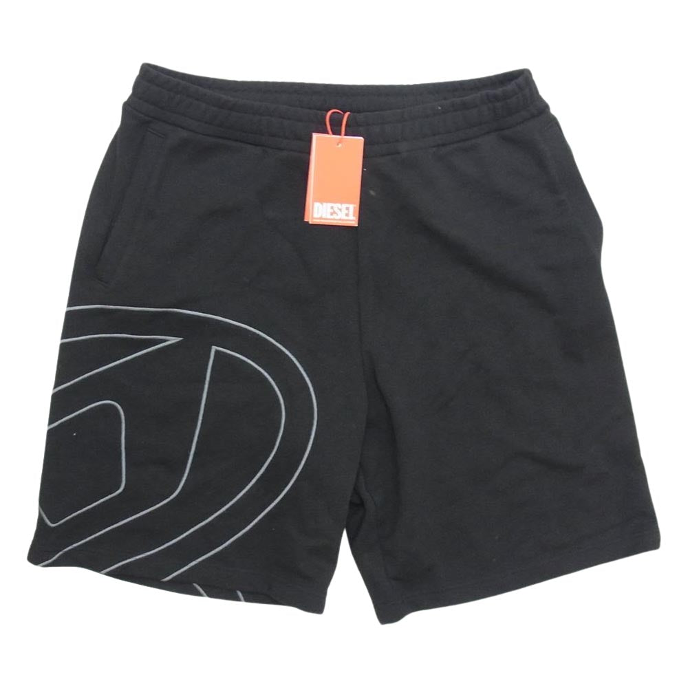 DIESEL ディーゼル 0GYCJ スウェット ハーフ パンツ ショーツ ロゴ ブラック系 XL【新古品】【未使用】【中古】