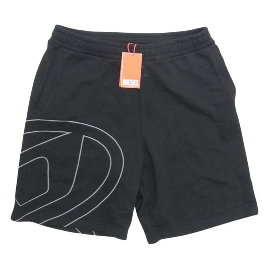 DIESEL ディーゼル 0GYCJ スウェット ハーフ パンツ ショーツ ロゴ ブラック系 XL【新古品】【未使用】【中古】