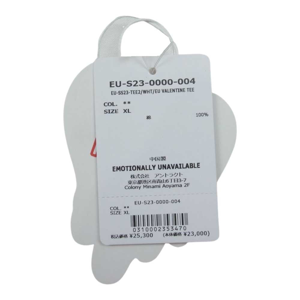 エモーショナリー アンアベイラブル 23SS EU-S23-0000-004 EMOTIONALLY UNAVAILABLE プリント 半袖 Tシャツ ホワイト系 XL【新古品】【未使用】【中古】