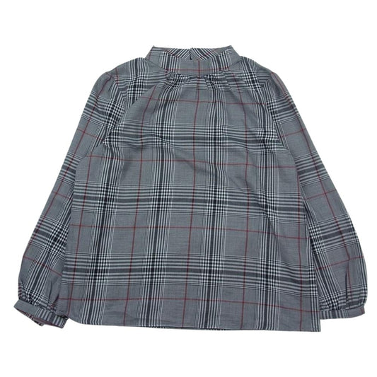 マーリエ ル カセット マーリエ パー エフデ 51-83182010 POLKA グレンチェック スタンドカラー 長袖 ブラウス プルオーバー ブラック系 9【美品】【中古】