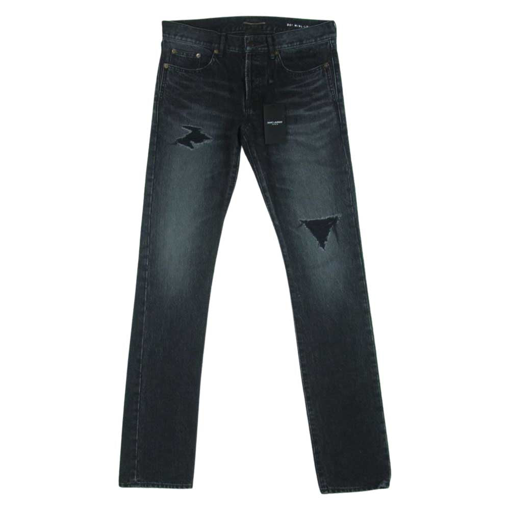 SAINT LAURENT サンローラン 500779 デストロイ加工 クラッシュ ダメージ スニキー デニム パンツ ブラック系 DEEP DARK BLACK 30【美品】【中古】